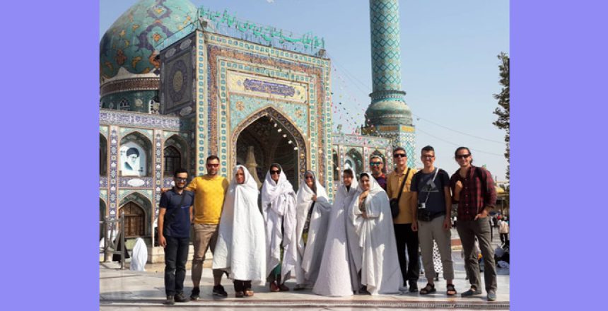 Incoming tourists to the Saleh Mosque in Tajrish to learn about Iran religion